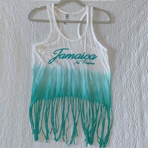 TBL Sport Jamaica No Problem Graphic Racerback Fringe Tank Top